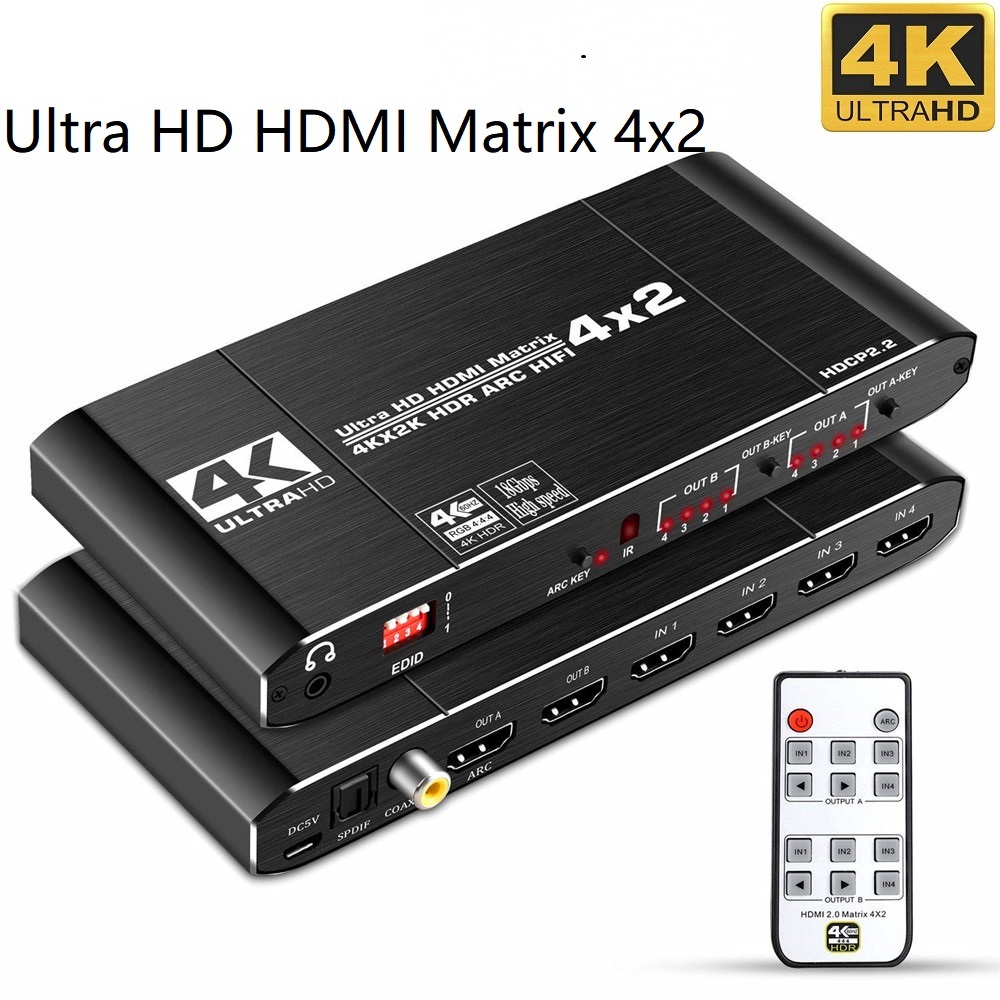 Hdmi Arc Cable - HDMI-compatible 2.0 Matrix Switch Splitter 4x2