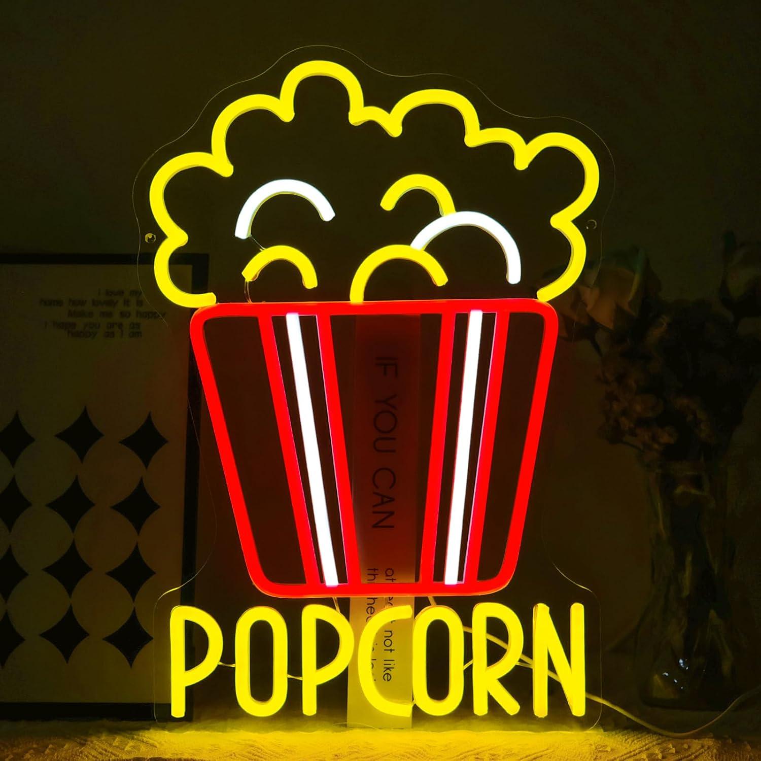 Home Cinema Wall Lights - Popcorn Bucket Neon Sign USB Dimmable