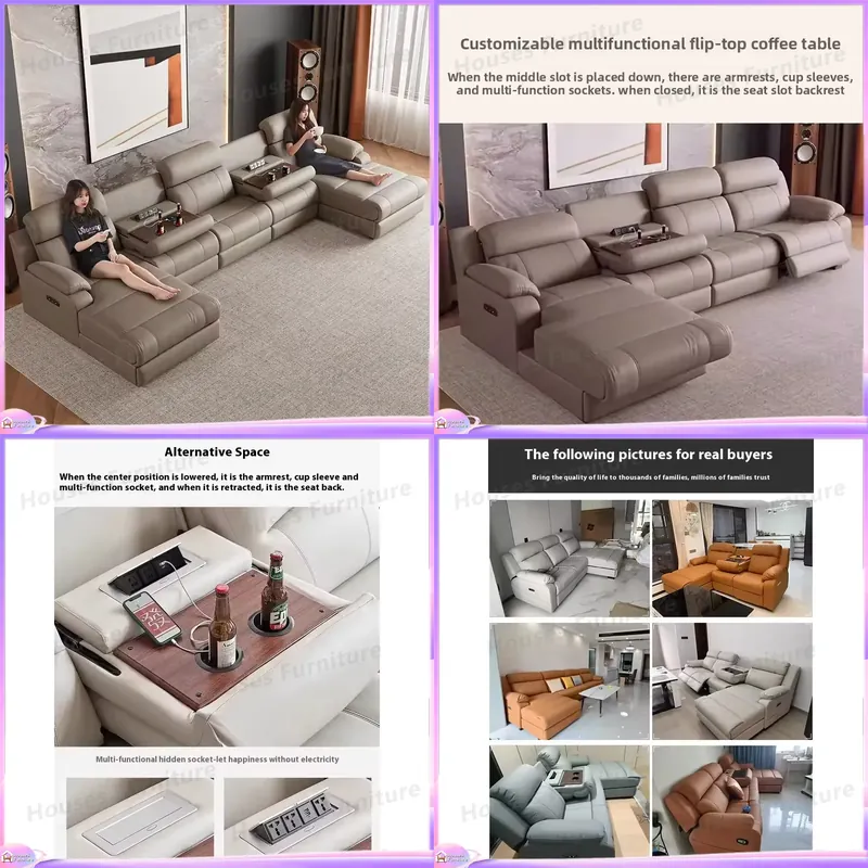 Home Cinema Recliner Chairs - Modern Recliner Sofa First Layer Cowhide