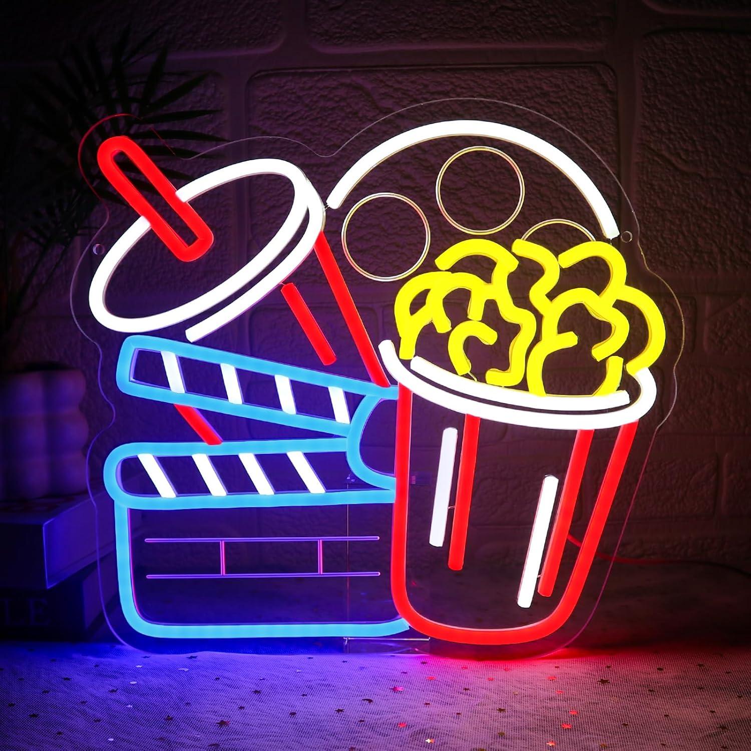 Home Cinema Wall Lights - Cinema Snacks Neon Sign Dimmable LED