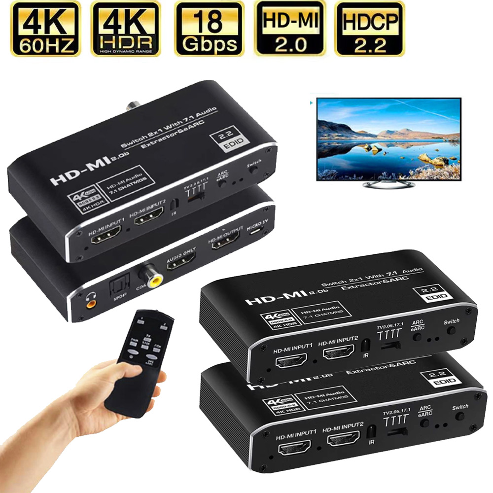 Hdmi Arc Cable - 2x1 HDMI-compatible Switch eARC Audio Extractor