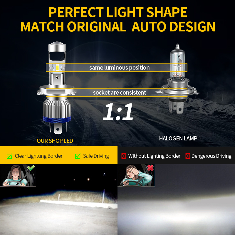 H4 HS1 LED Motorcycle Headligh - Projector Lamp Replacement review and price