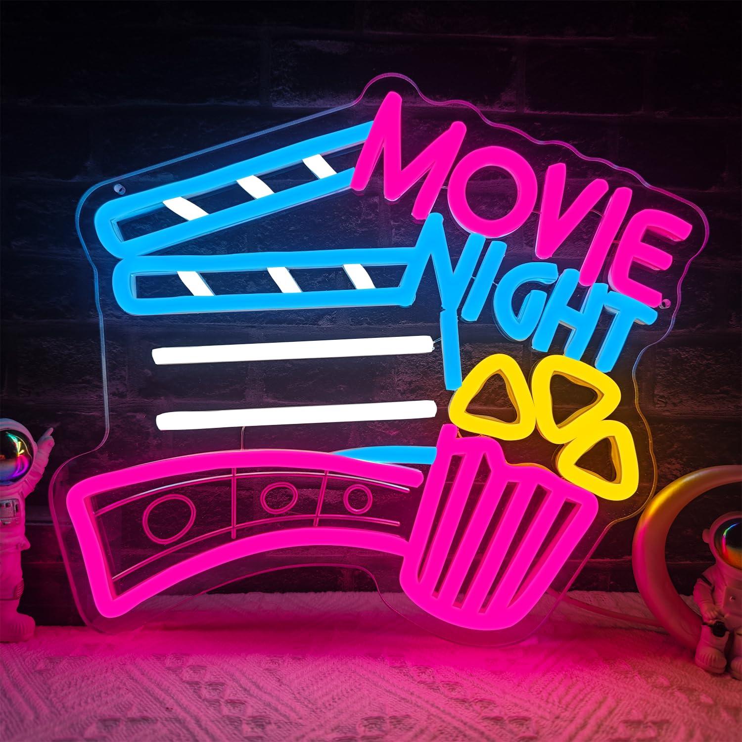 Movie Night Neon Sign USB Dimm - Home Cinema Wall Lights review and price