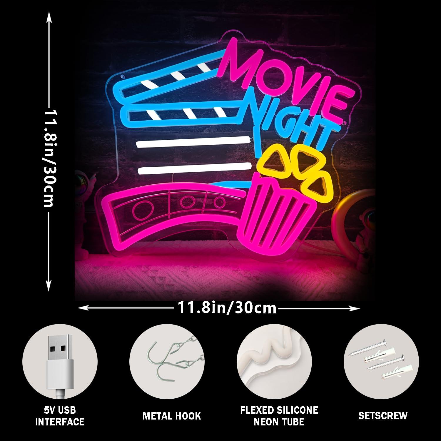 Movie Night Neon Sign USB Dimm - Home Cinema Wall Lights review and price