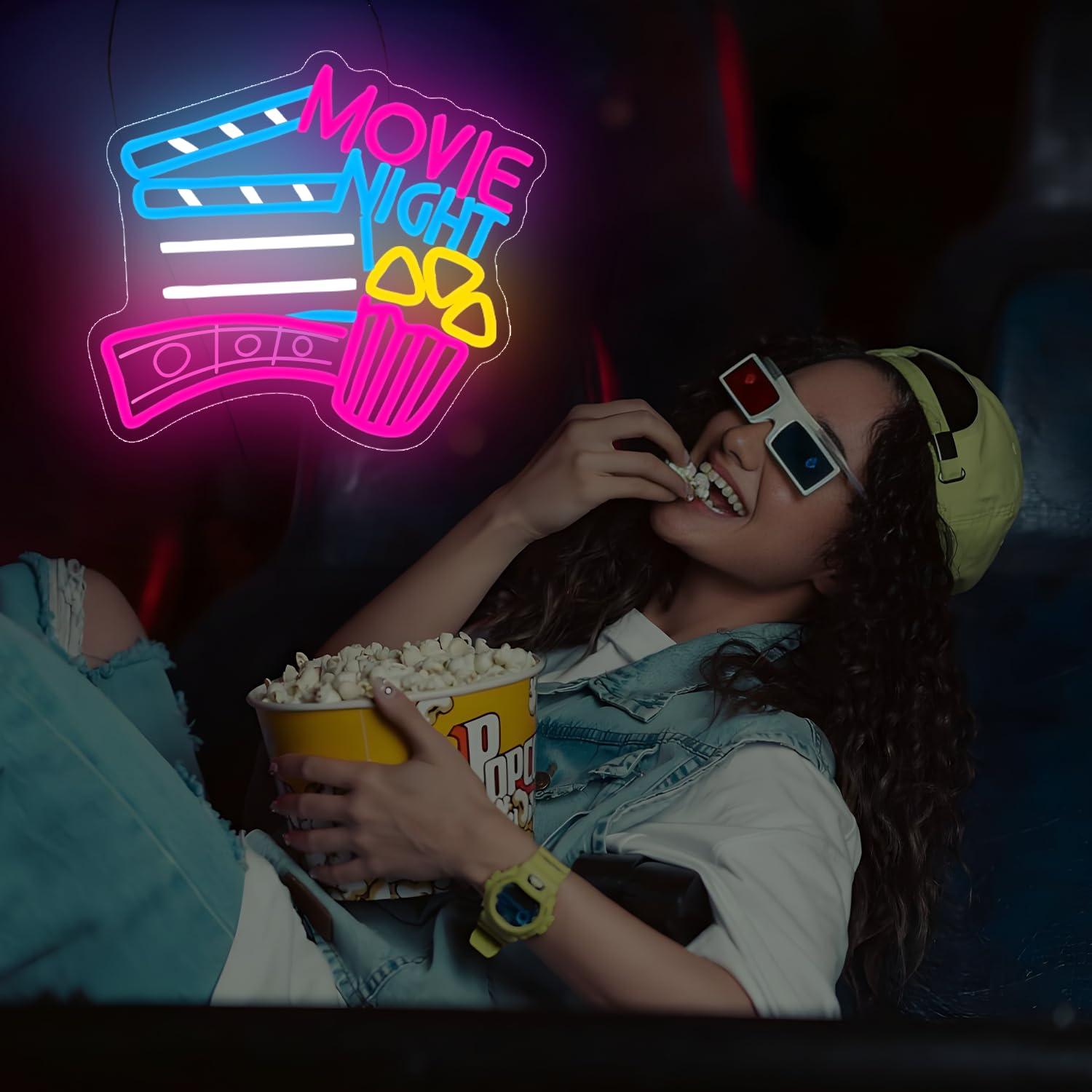 Movie Night Neon Sign USB Dimm - Home Cinema Wall Lights review and price