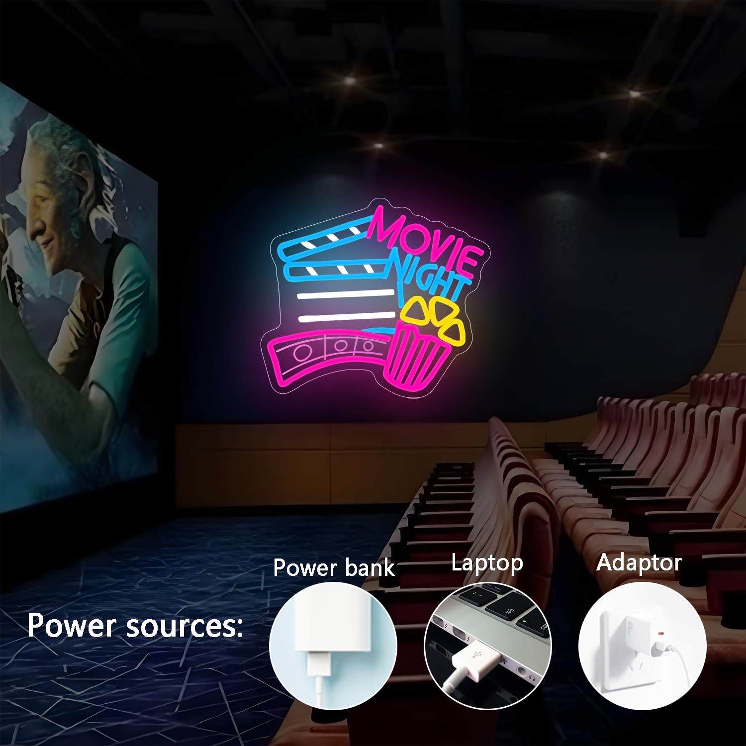 Movie Night Neon Sign USB Dimm - Home Cinema Wall Lights review and price
