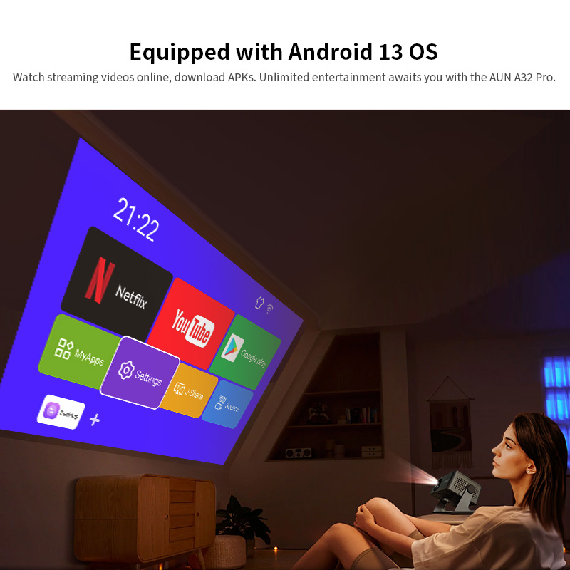 AUN A32 Pro Android 13 Project - Home Cinema Compact review and price