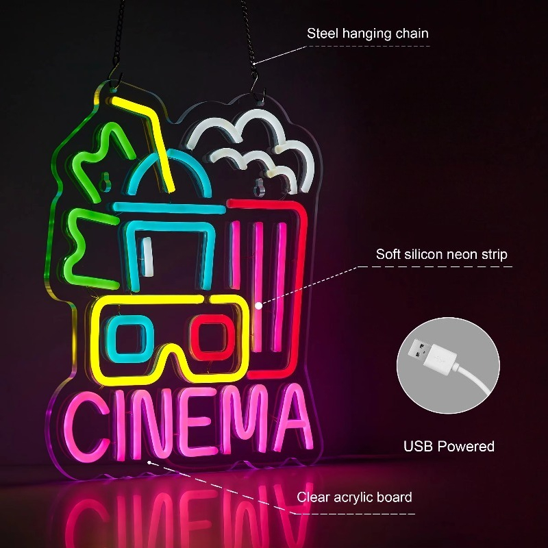 Cinema Neon Sign,Movie Time Ni - Home Cinema Wall Lights review and price