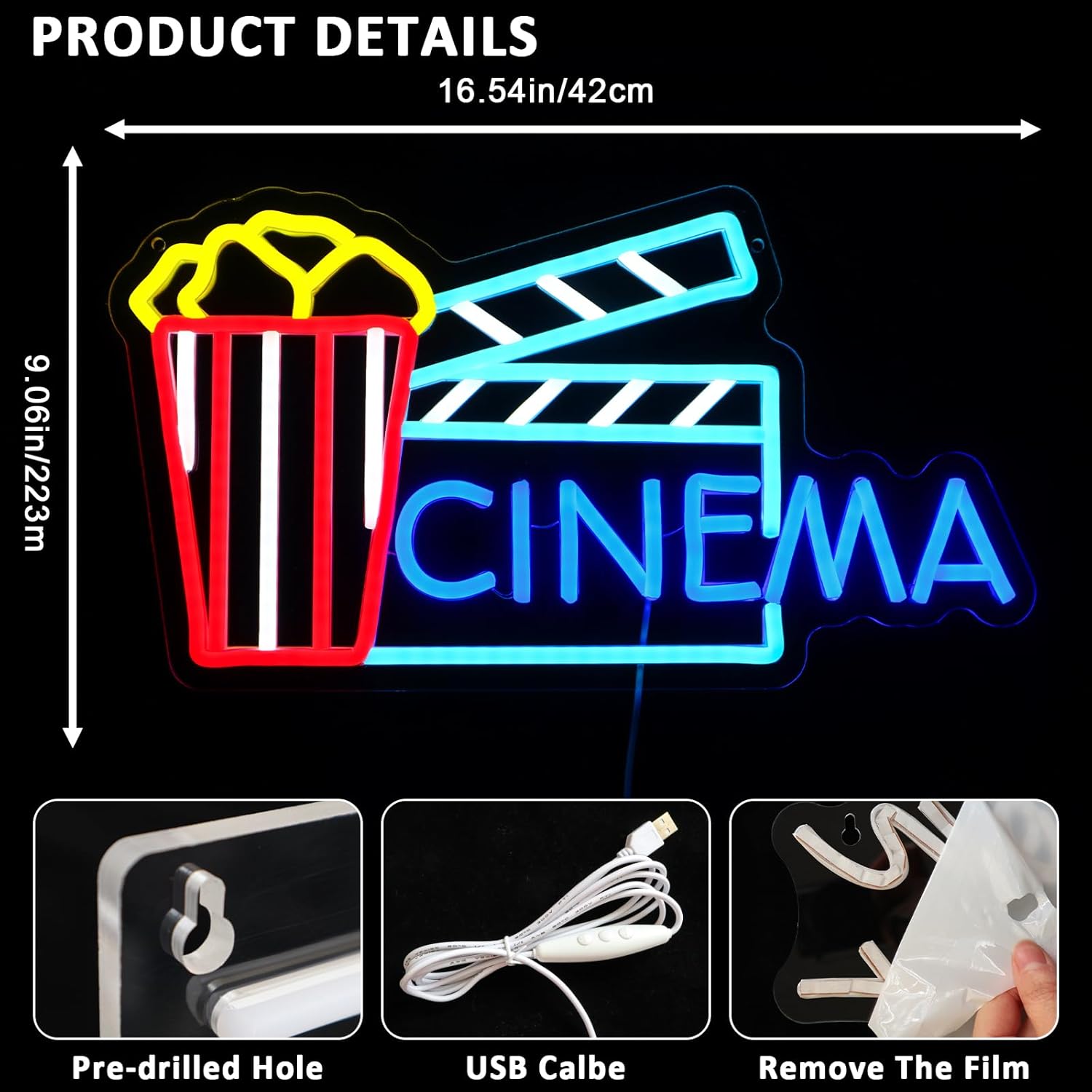 Cinema Neon Sign Art Wall Ligh - Home Cinema Wall Lights review and price