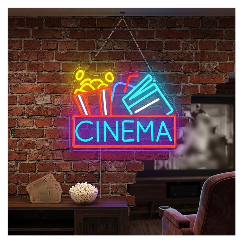 Cinema Neon Sign USB Powered D - Home Cinema Wall Lights review and price