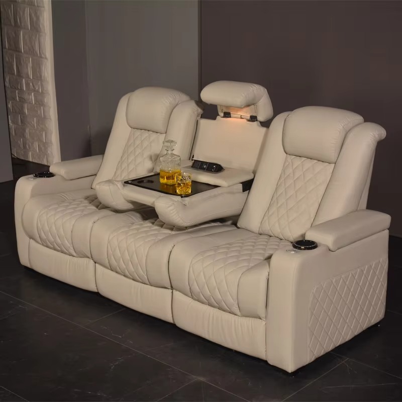 White Color 3seater Electric C - Home Cinema Recliner Chairs review and price