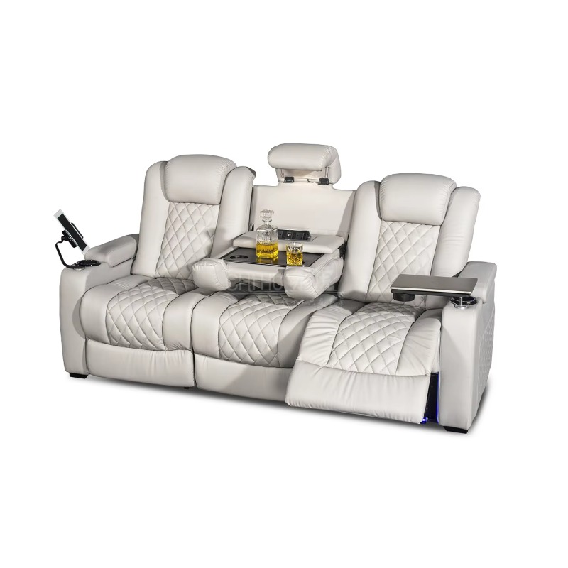 White Color 3seater Electric C - Home Cinema Recliner Chairs review and price
