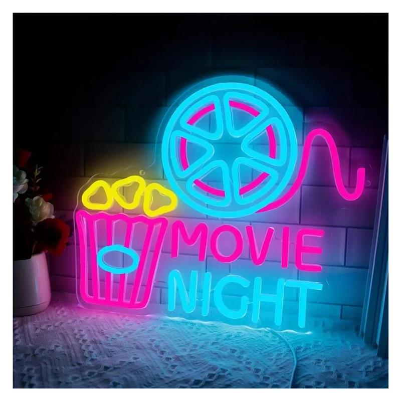 Movie Night Neon Sign Popcorn  - Home Cinema Wall Lights review and price