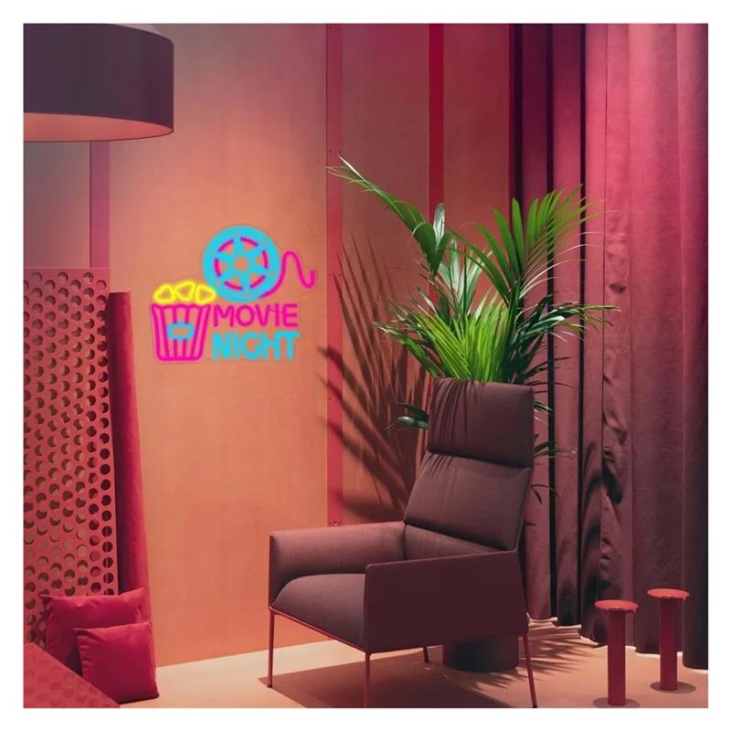 Movie Night Neon Sign Popcorn  - Home Cinema Wall Lights review and price