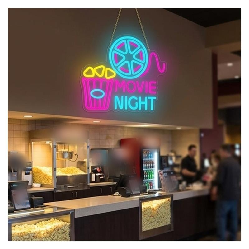 Movie Night Neon Sign Popcorn  - Home Cinema Wall Lights review and price